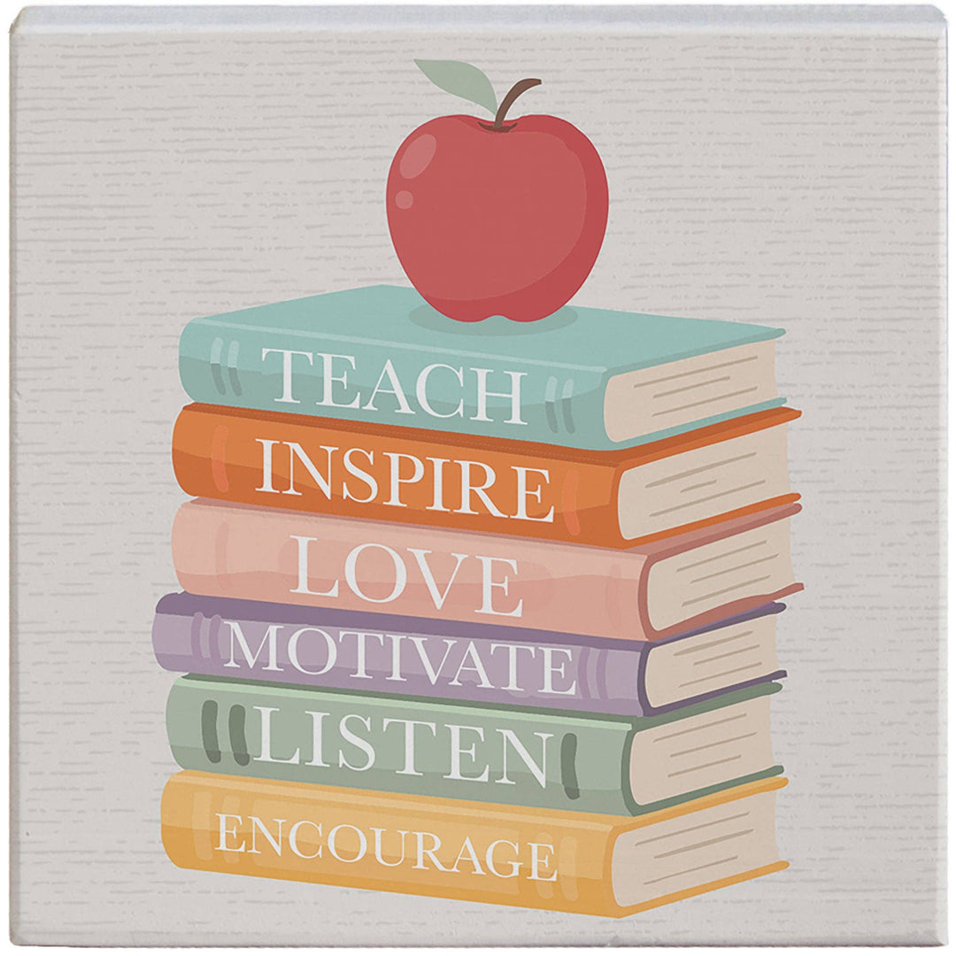 Book Stack Apple - Small Talk Square
