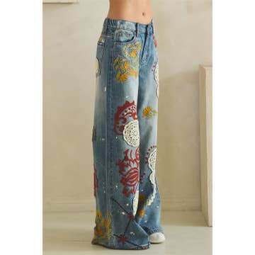 Wildflower Mosaic Wide Leg Jeans