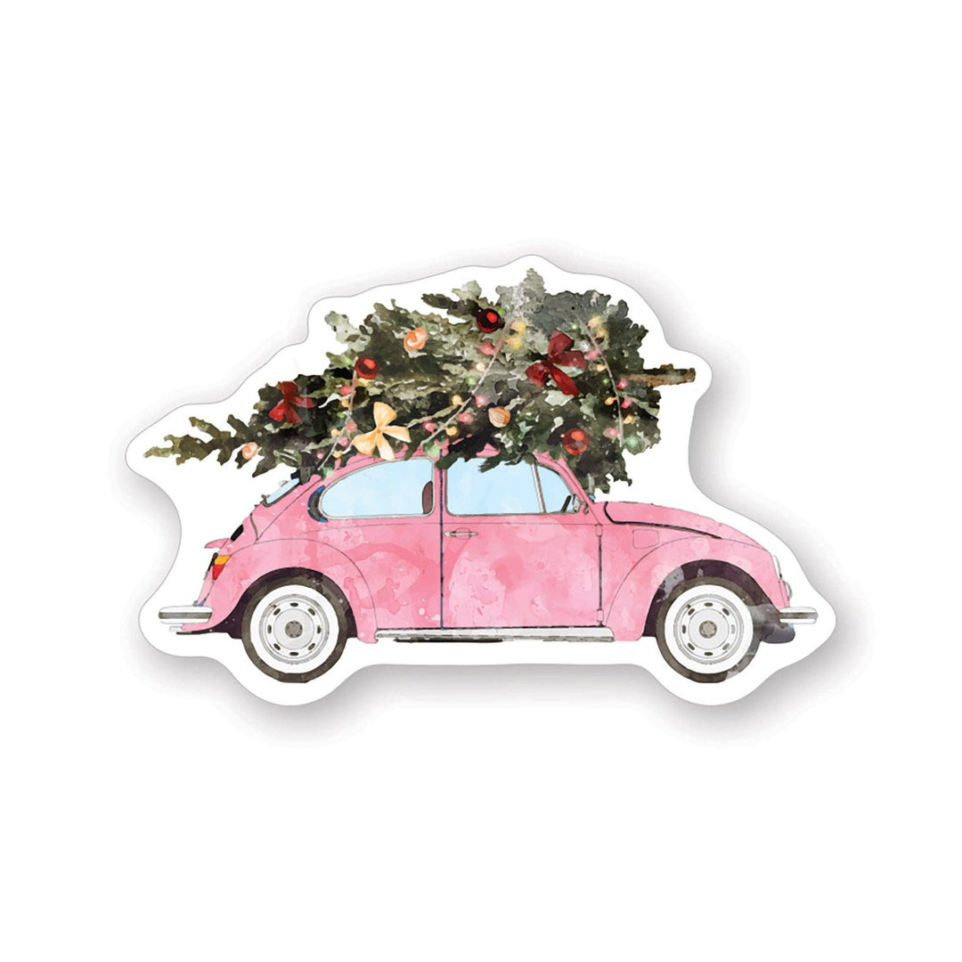 Pink Christmas Car - Stickers