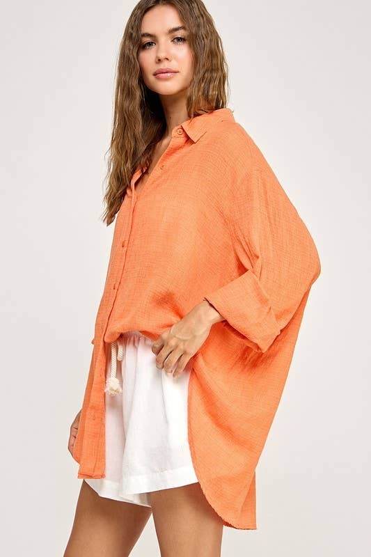 WASHED SUPER SOFT SEE THROUGH BUTTON DOWN SHIRTS