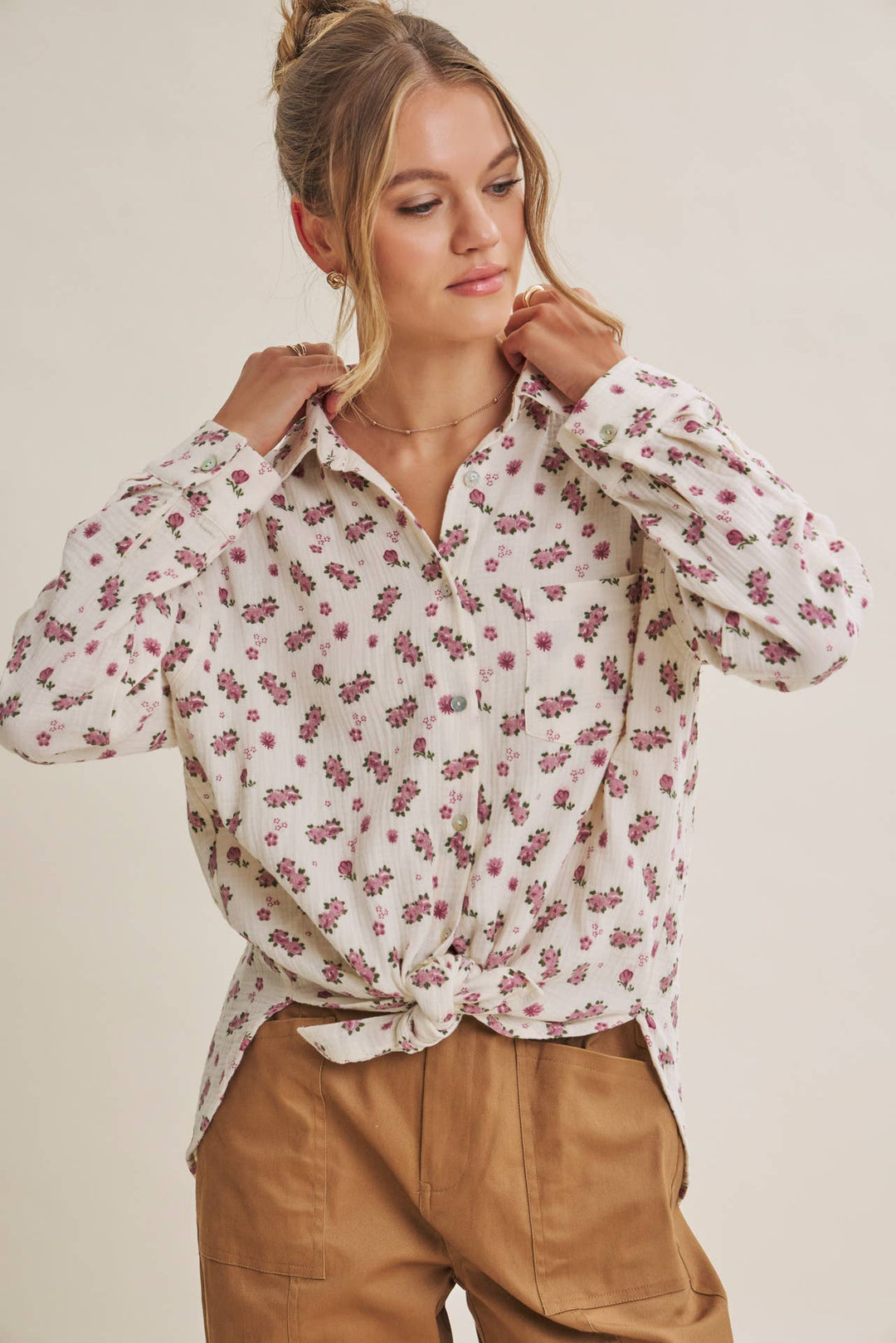Floral Cotton Gauze Button-Up – Effortless Everyday Style