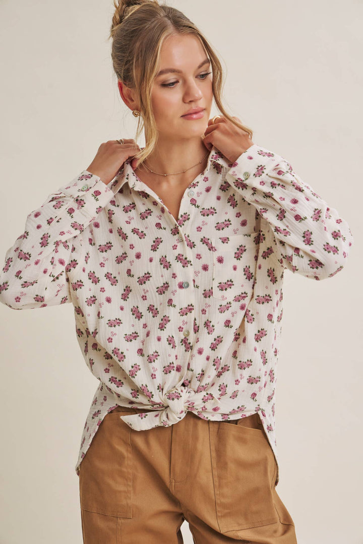 Floral Cotton Gauze Button-Up – Effortless Everyday Style