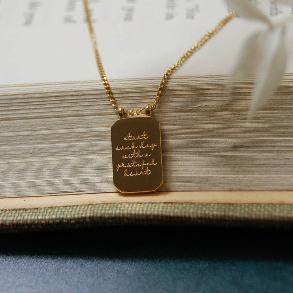 Start Day With Grateful Heart - 18k Gold-Dipped Pendant