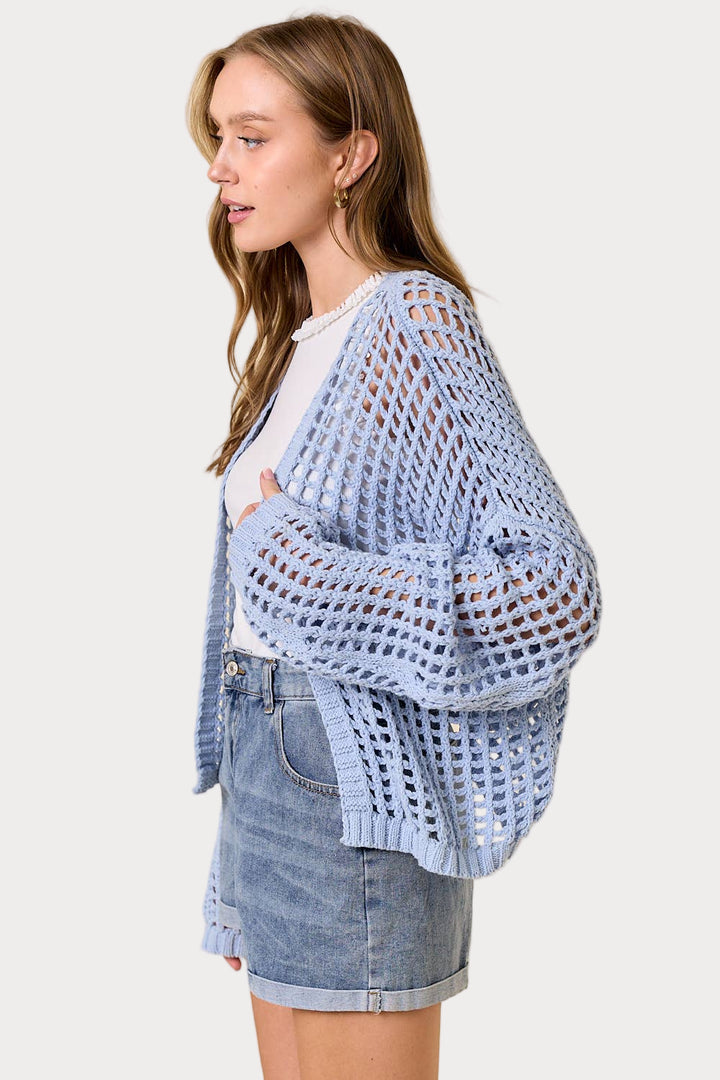 Crochet Fishnet Open Cardigan