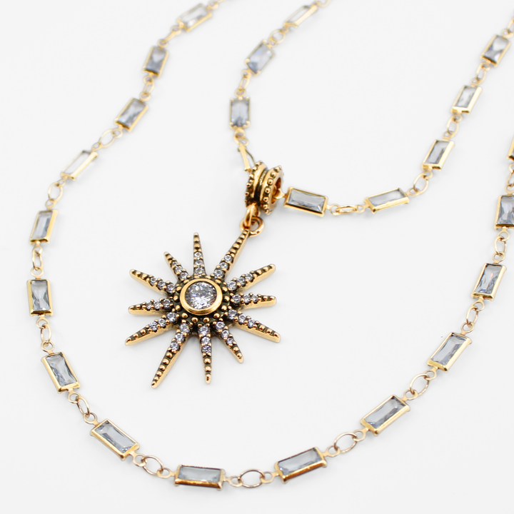 Breathe Crystal Starburst Station Chain Necklace