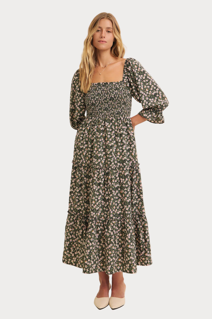 Floral Smocked Dress w/ Tiered Ruffles