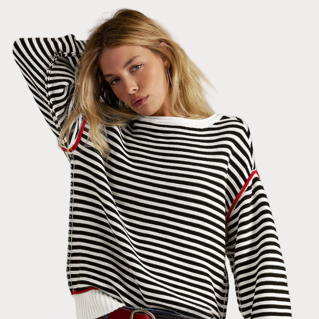 Striped Knit Sweater Pullover | Relaxed Vintage Fit