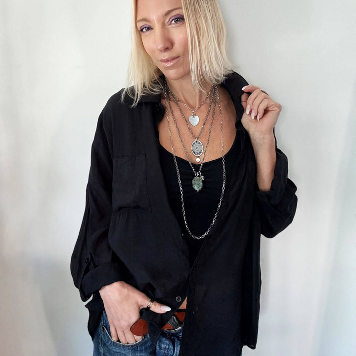 What You Seek Crystal & Abalone Layering Necklace Set