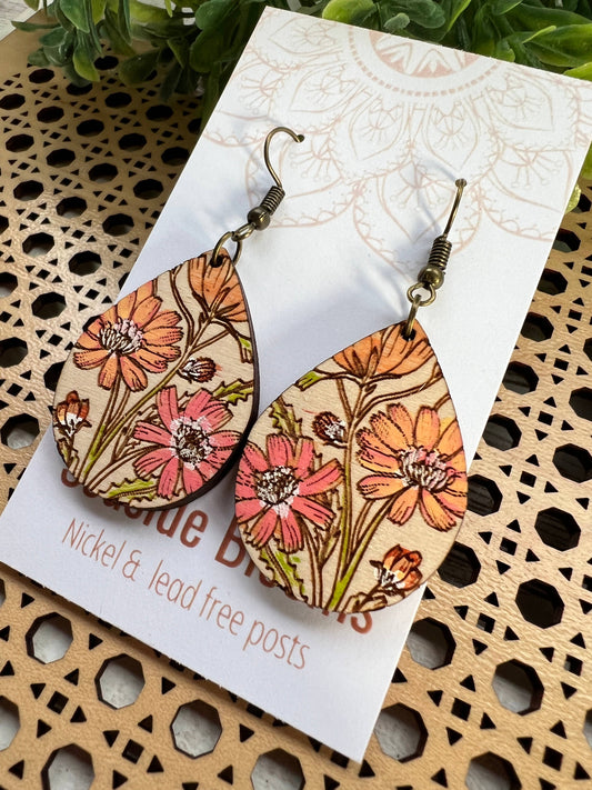 Wooden Earrings - Daisy