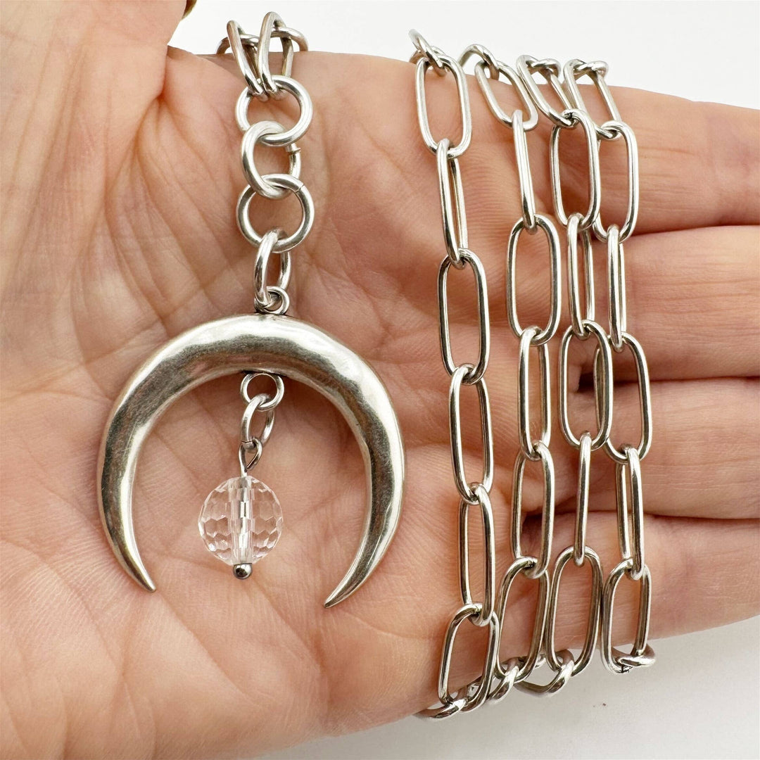 Grateful Crescent Moon Klink Necklace