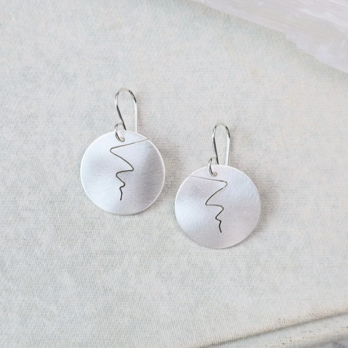 Matte Disc Drop Earrings with Zigzag Cutout