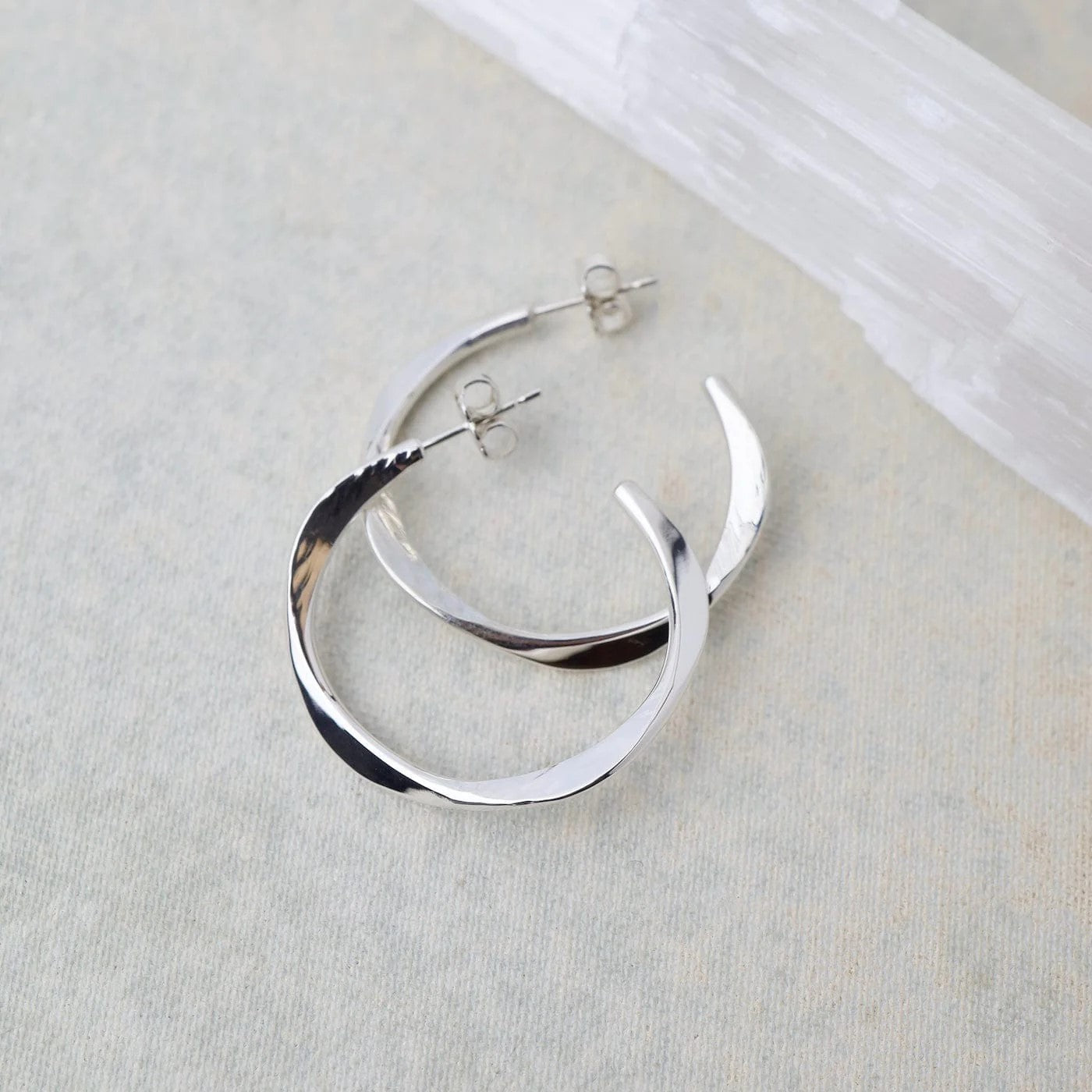 Hammered Double Wave Hoop Earrings