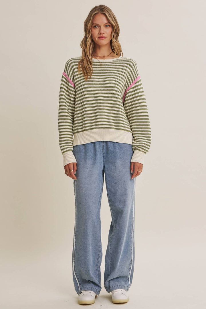 The Harper Contrast Stripe Cotton Sweater
