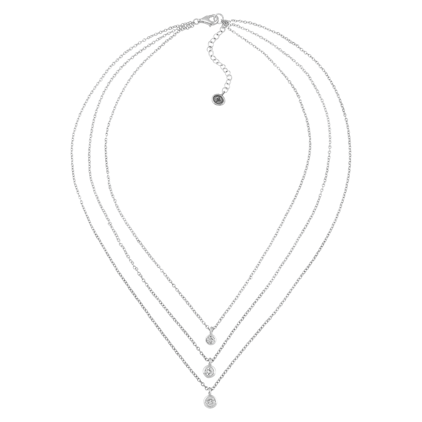 Silpada 'Triple Love' Sterling Silver Cubic Zirconia Necklace, 22"