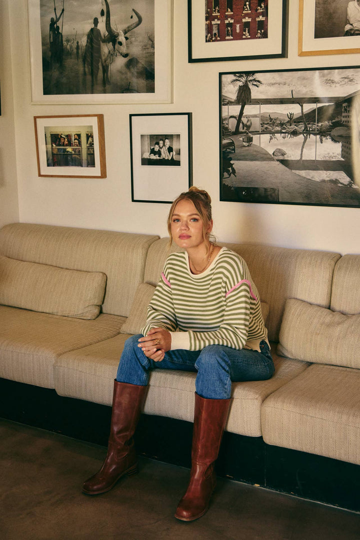 The Harper Contrast Stripe Cotton Sweater