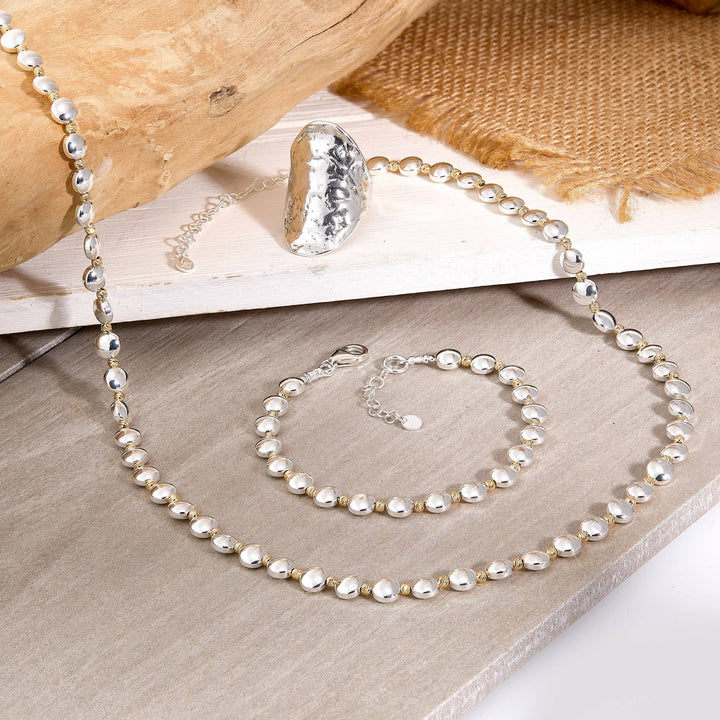 'Limitless' Silver with 14K GP Hematite Bracelet