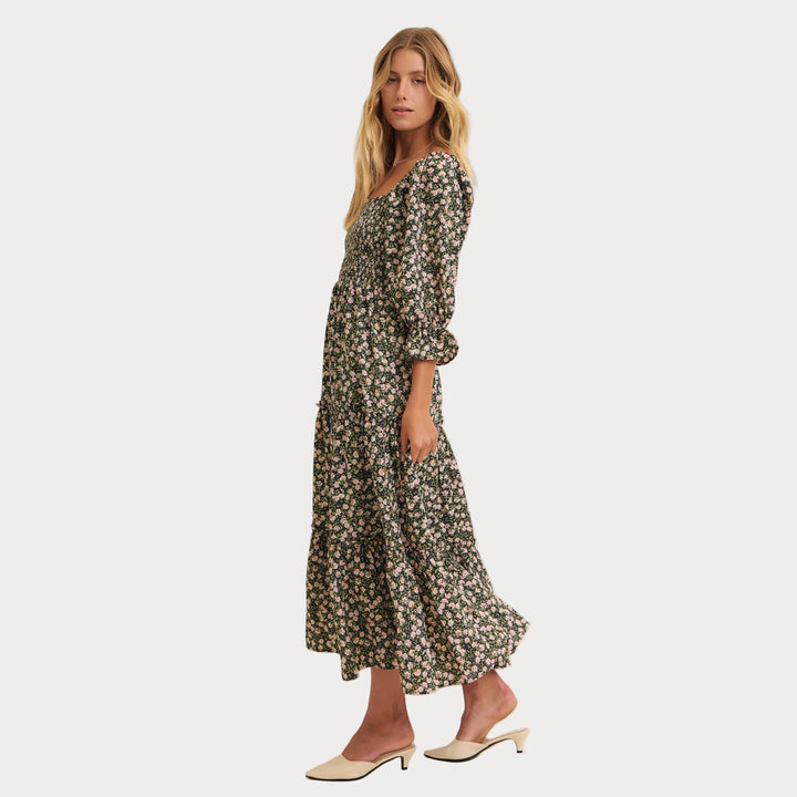 Floral Smocked Dress w/ Tiered Ruffles