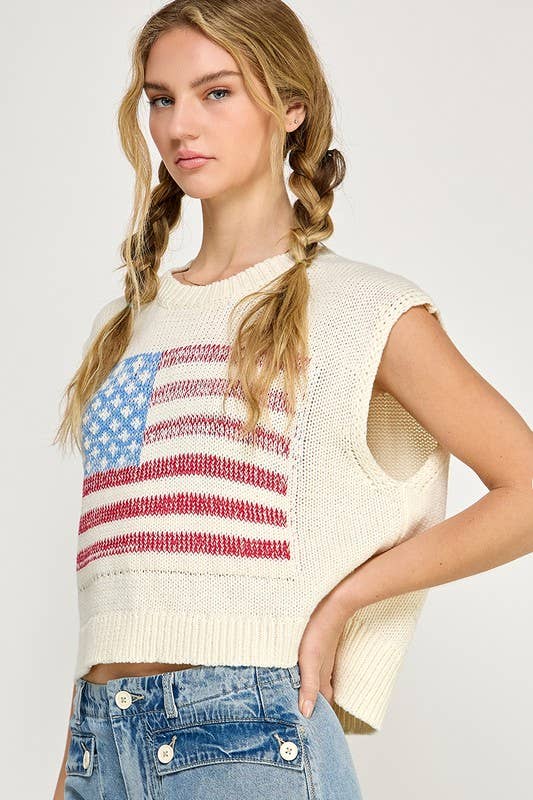 Sweater Vest w/ American Flag