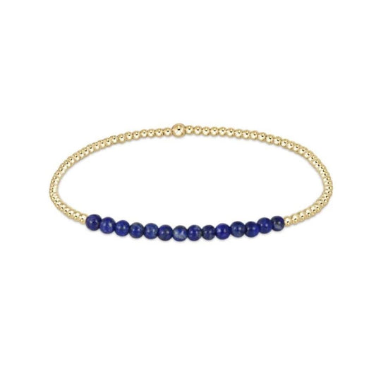 Gold Bliss 2mm Bead Bracelet - Lapis