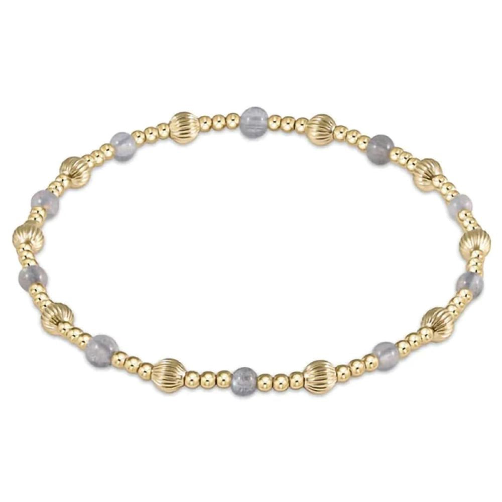 Gemstone Gold Sincerity Pattern 3mm Bead Bracelet - Labradorite