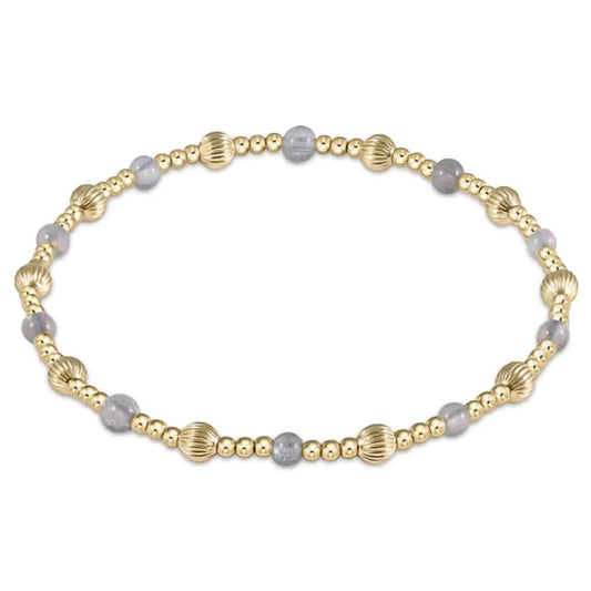 Gemstone Gold Sincerity Pattern 3mm Bead Bracelet - Labradorite