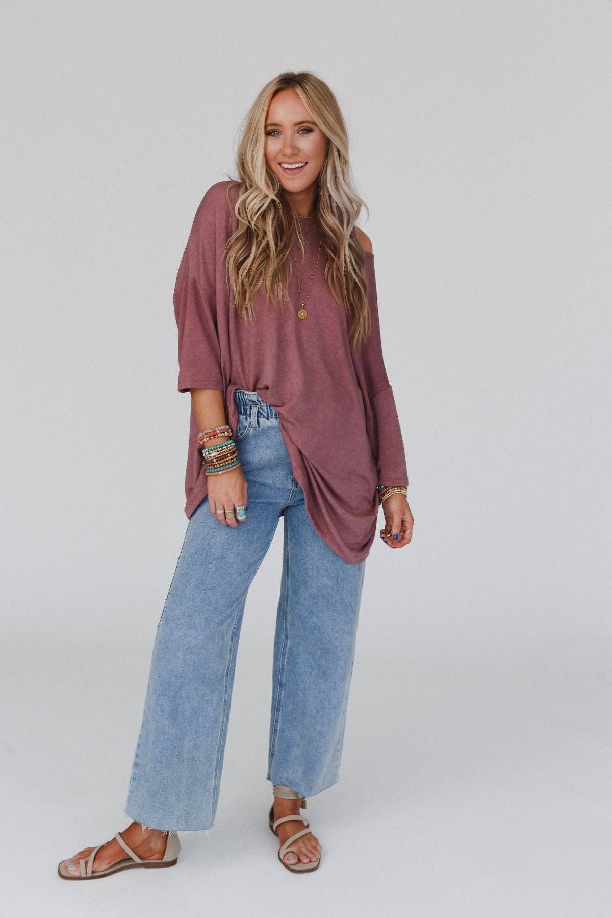 Sunday Stroll Oversized Tee - Mauve