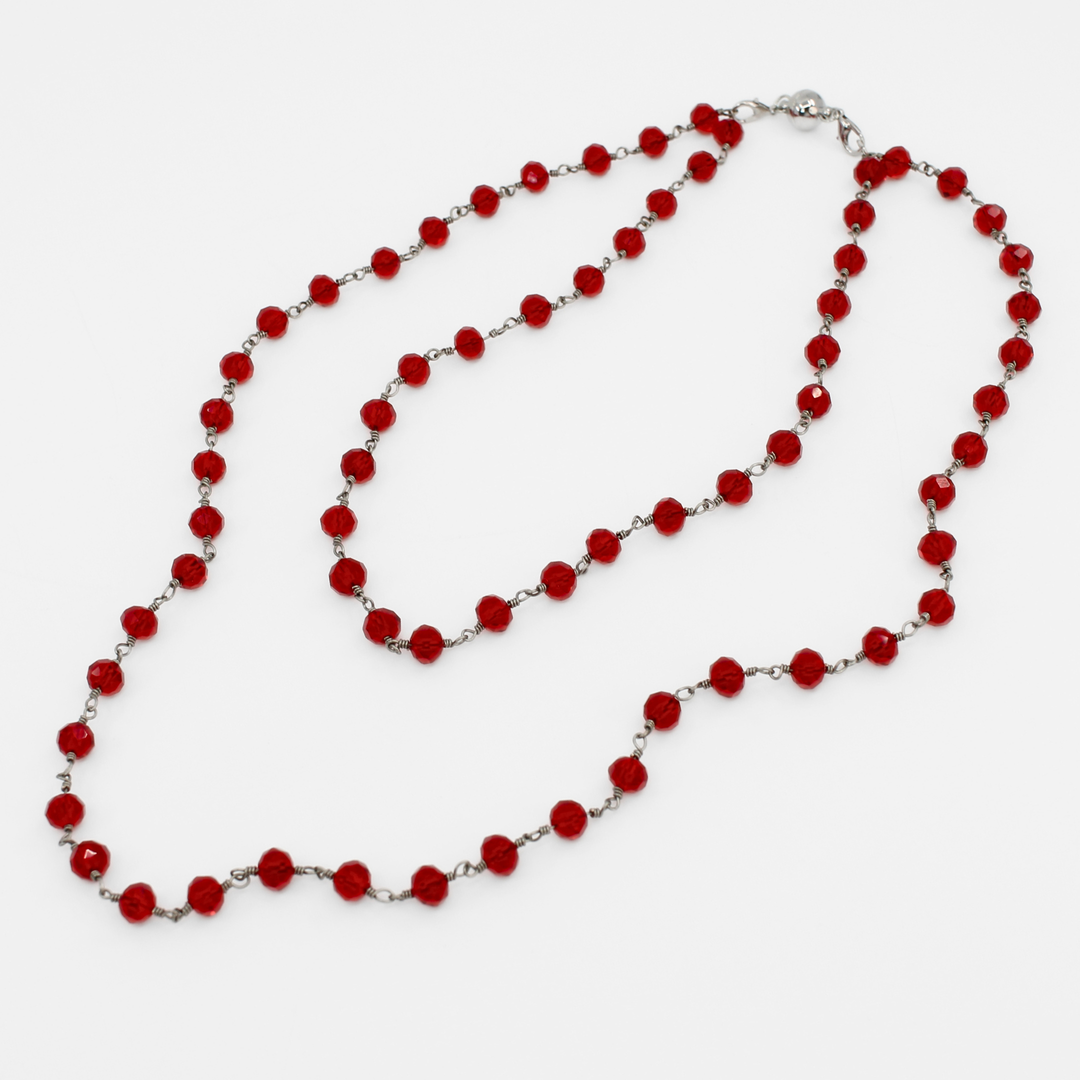 Crystal Rosary Beaded Layering Necklace – 6 Colors