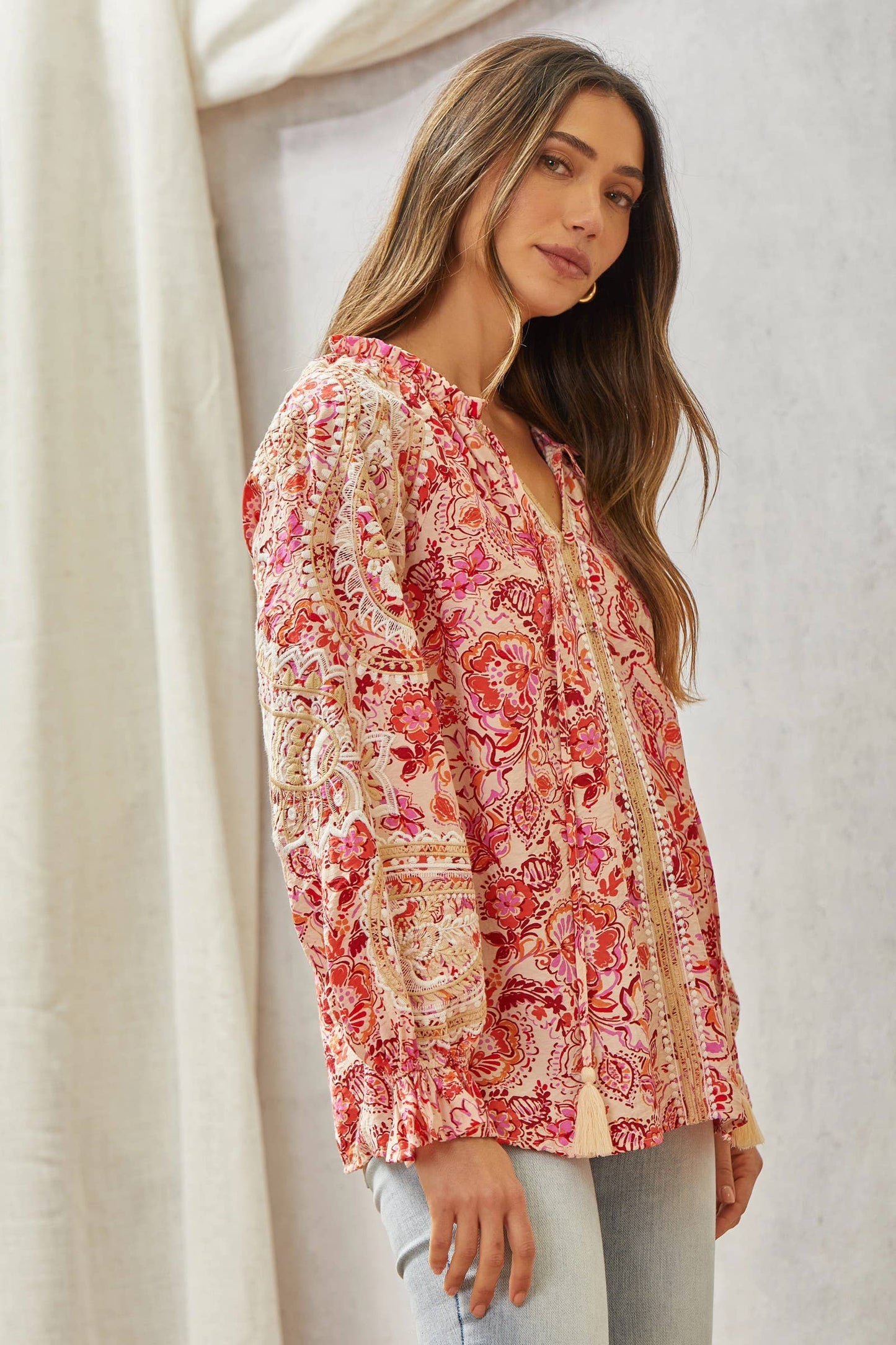 Boho-Printed Blouse Features Elegant Print