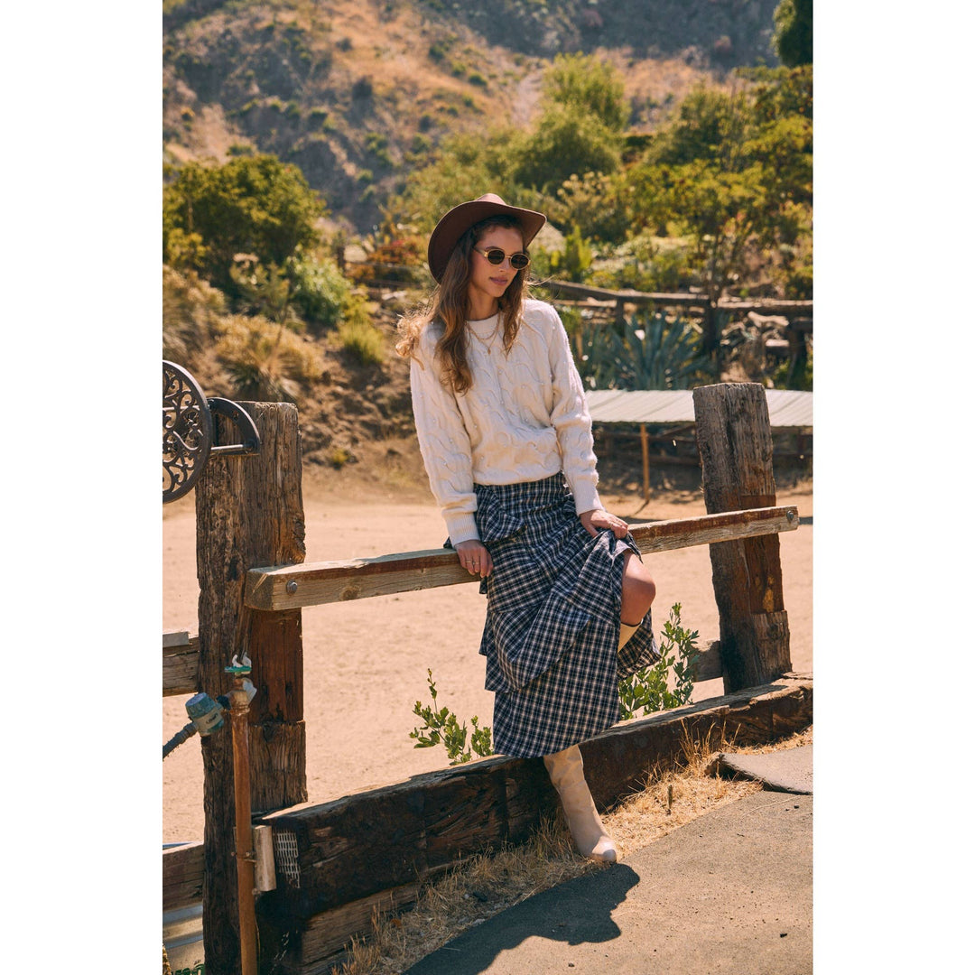 Pearl Embellished Wool Cable Knit Tunic – Conscious Glamour