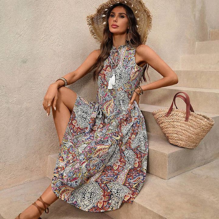 Boho Paisley Tassel Maxi Dress