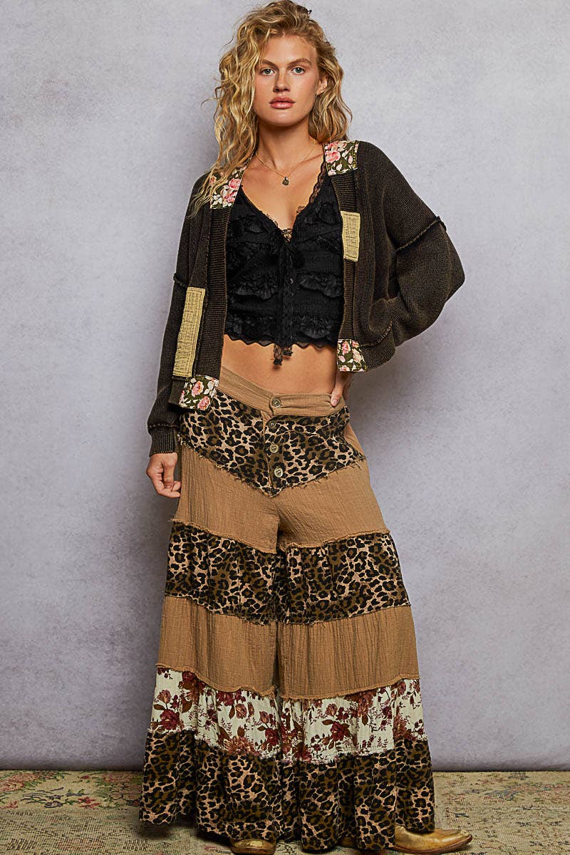 Patchwork Knit Open Cardigan – Cozy Boho Layers
