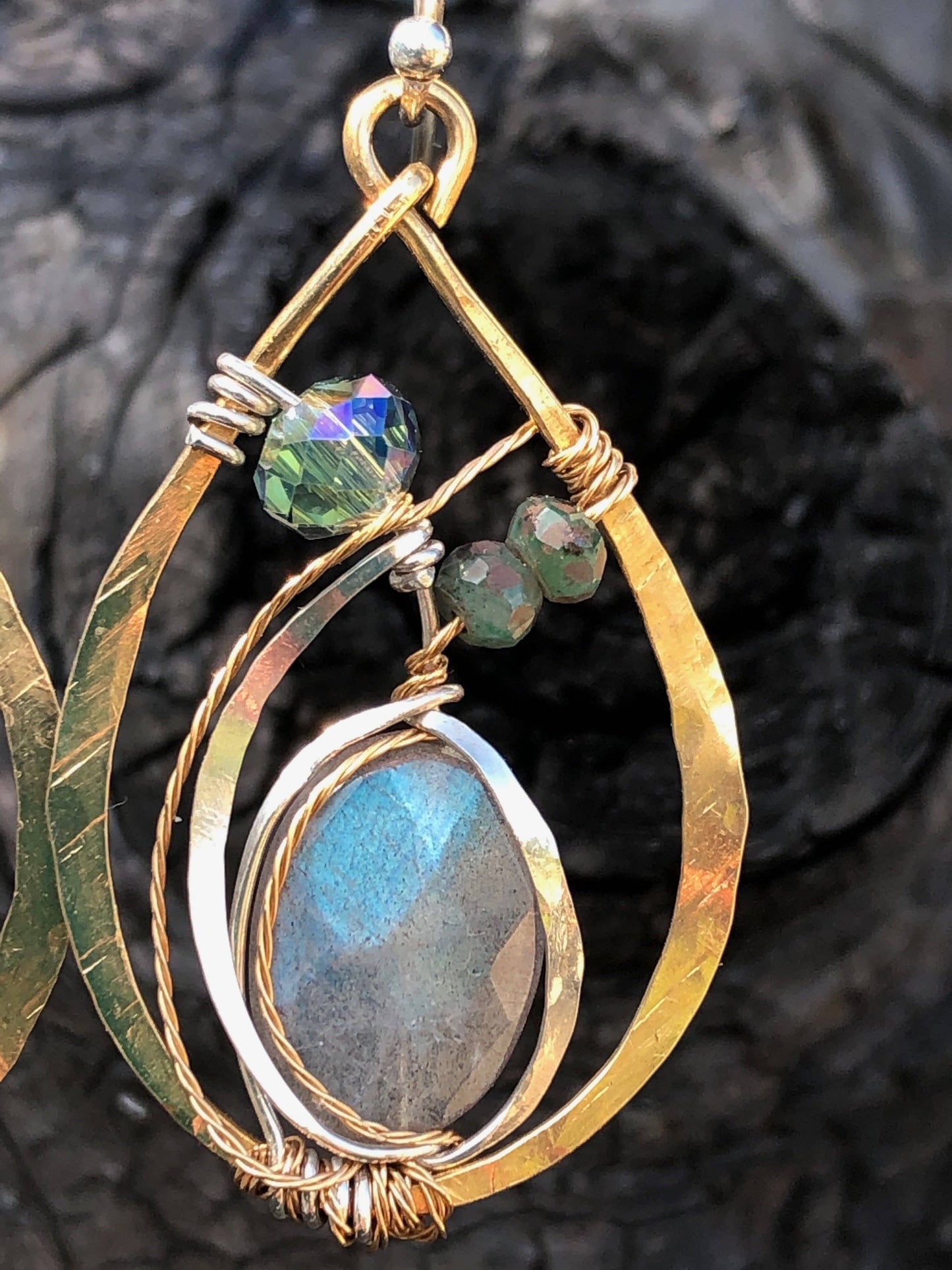 Labradorite Leaf Earrings