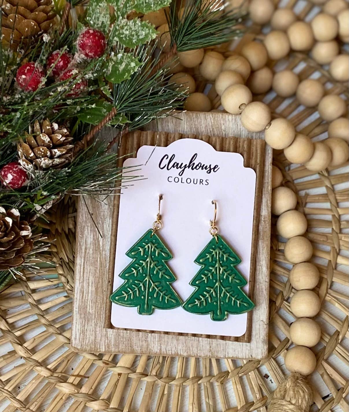 Christmas Tree Clay Earrings