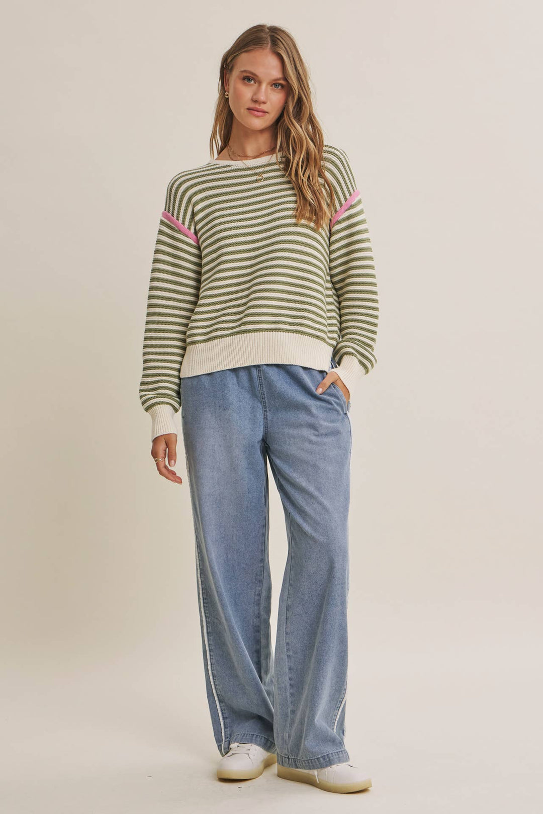 The Harper Contrast Stripe Cotton Sweater