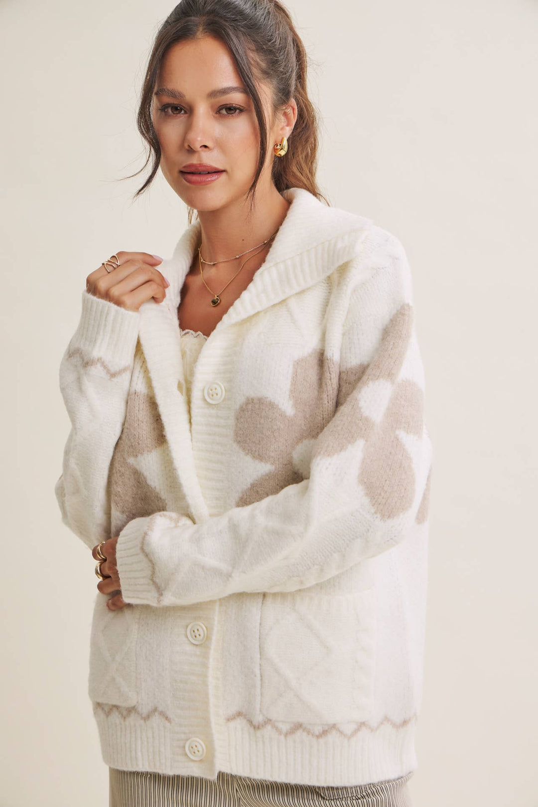 The Camille Floral Intarsia Cardigan