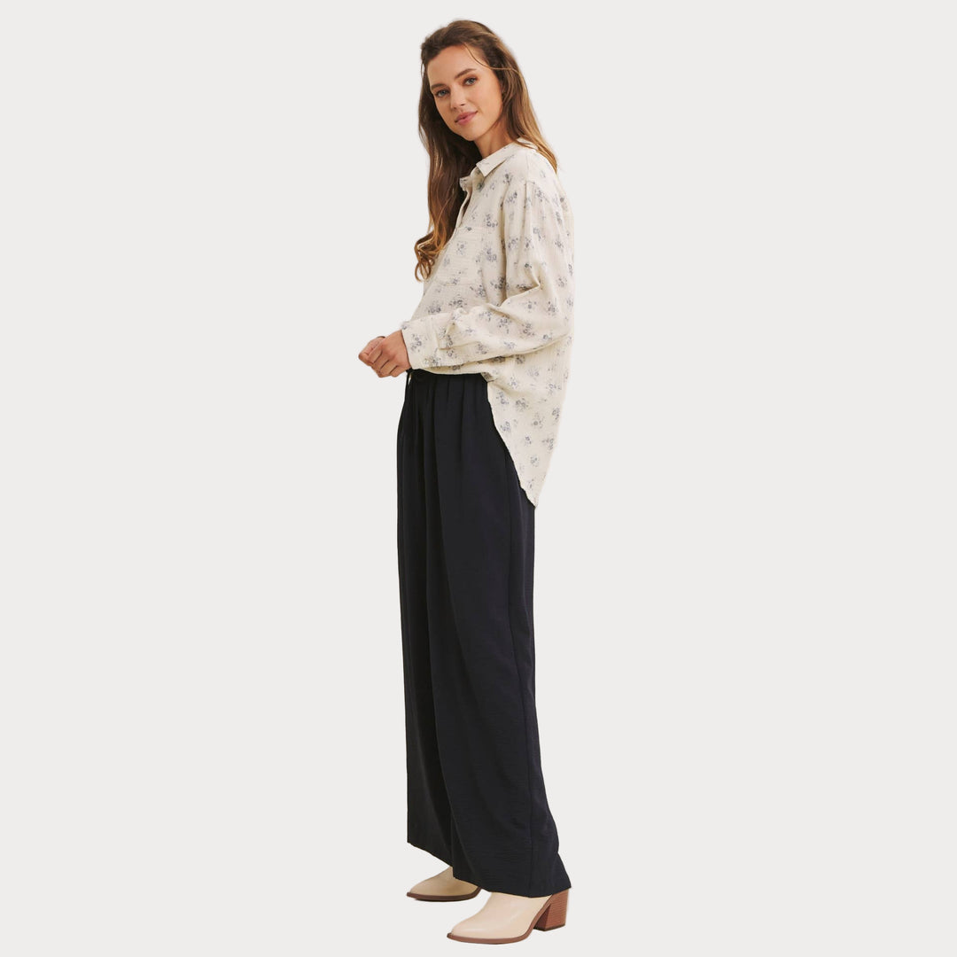 Airy Cotton Gauze Floral Shirt | Relaxed Oversized Button-Down
