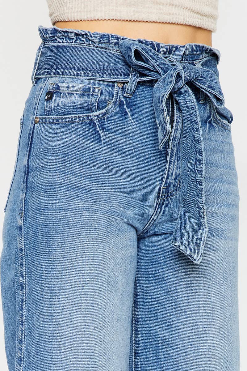 Aroly Ultra High Rise Belted Paperbag Wide Leg Jeans