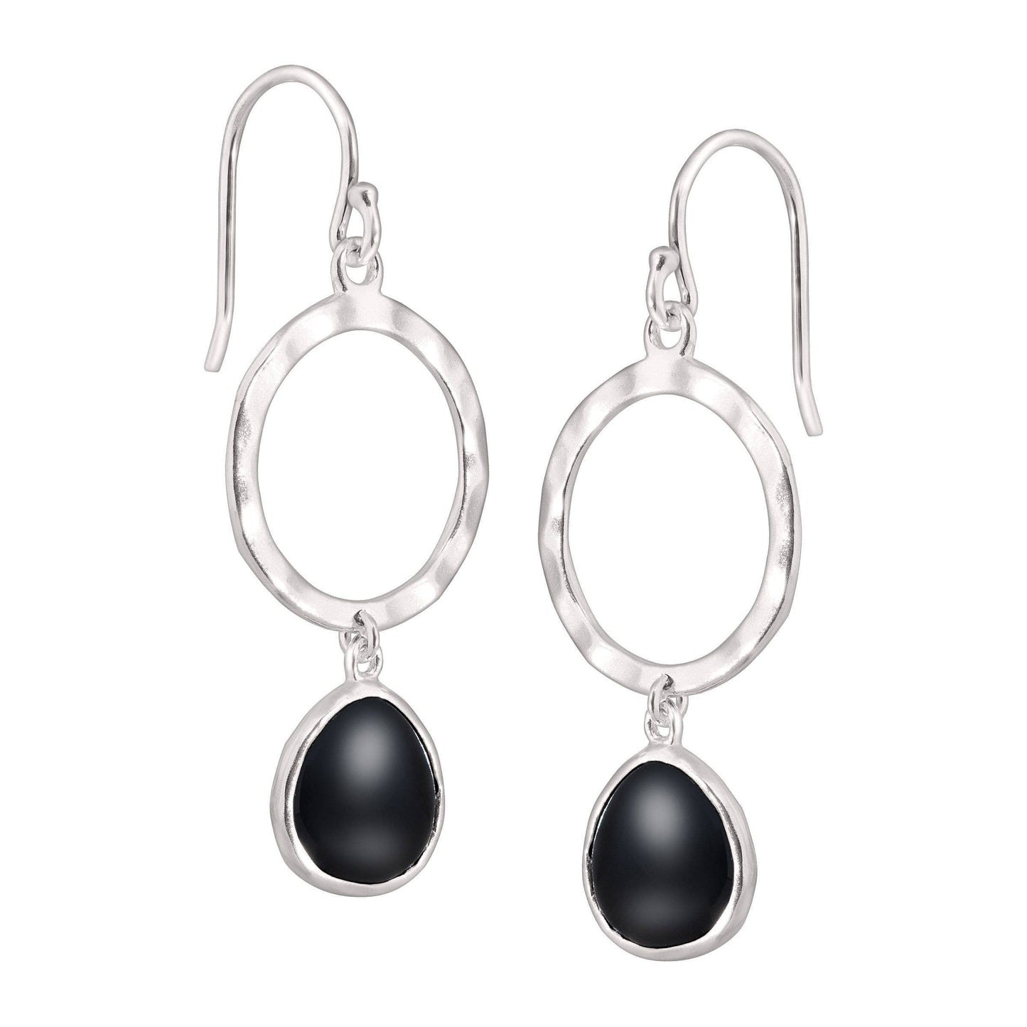 Silpada Dark Halo Drop Earring, Natural Black Agate & Silver