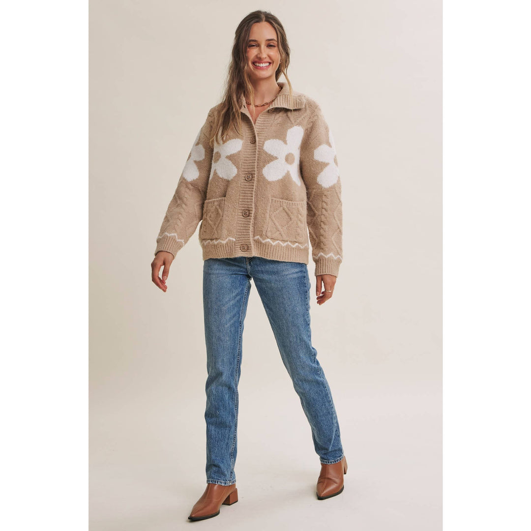 The Camille Floral Intarsia Cardigan