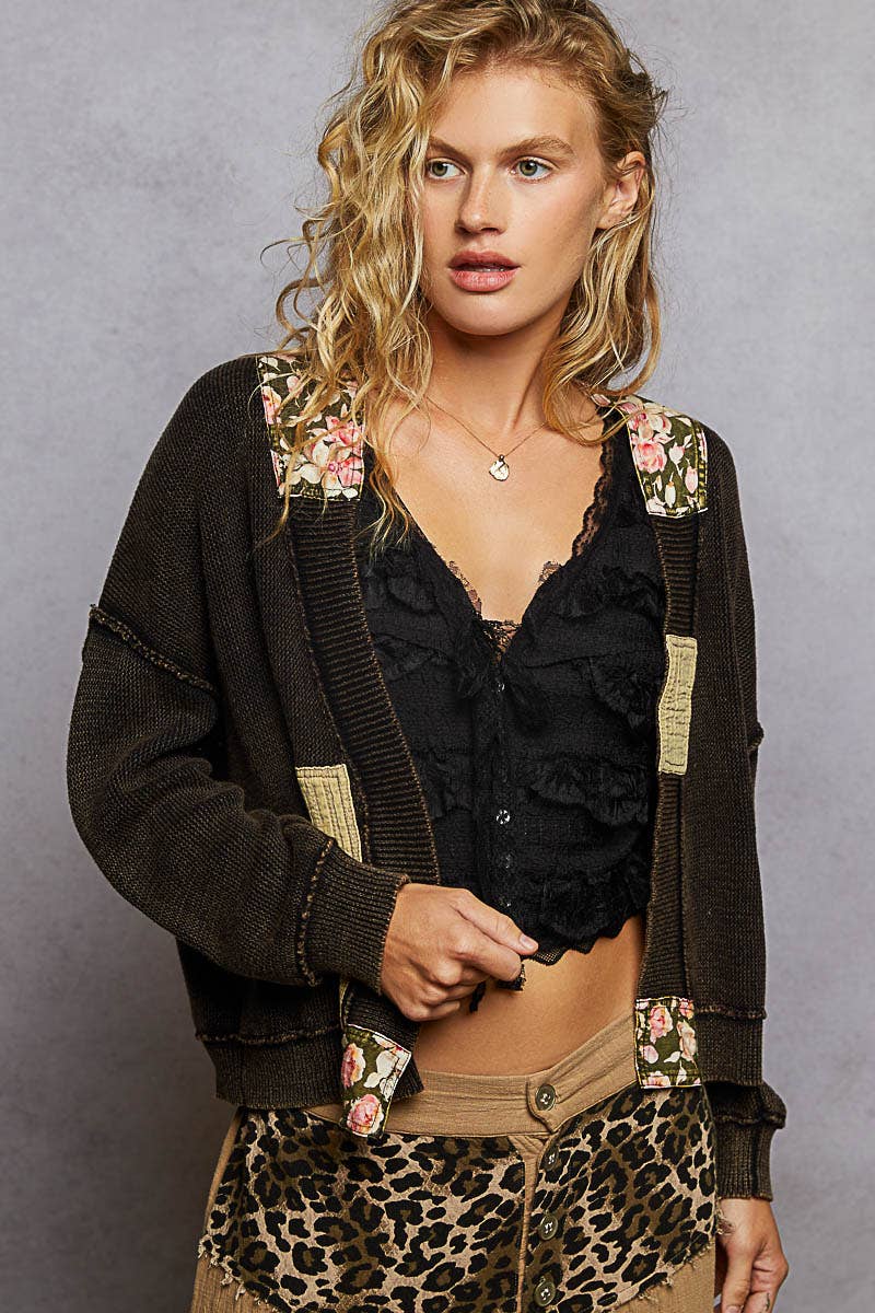 Patchwork Knit Open Cardigan – Cozy Boho Layers