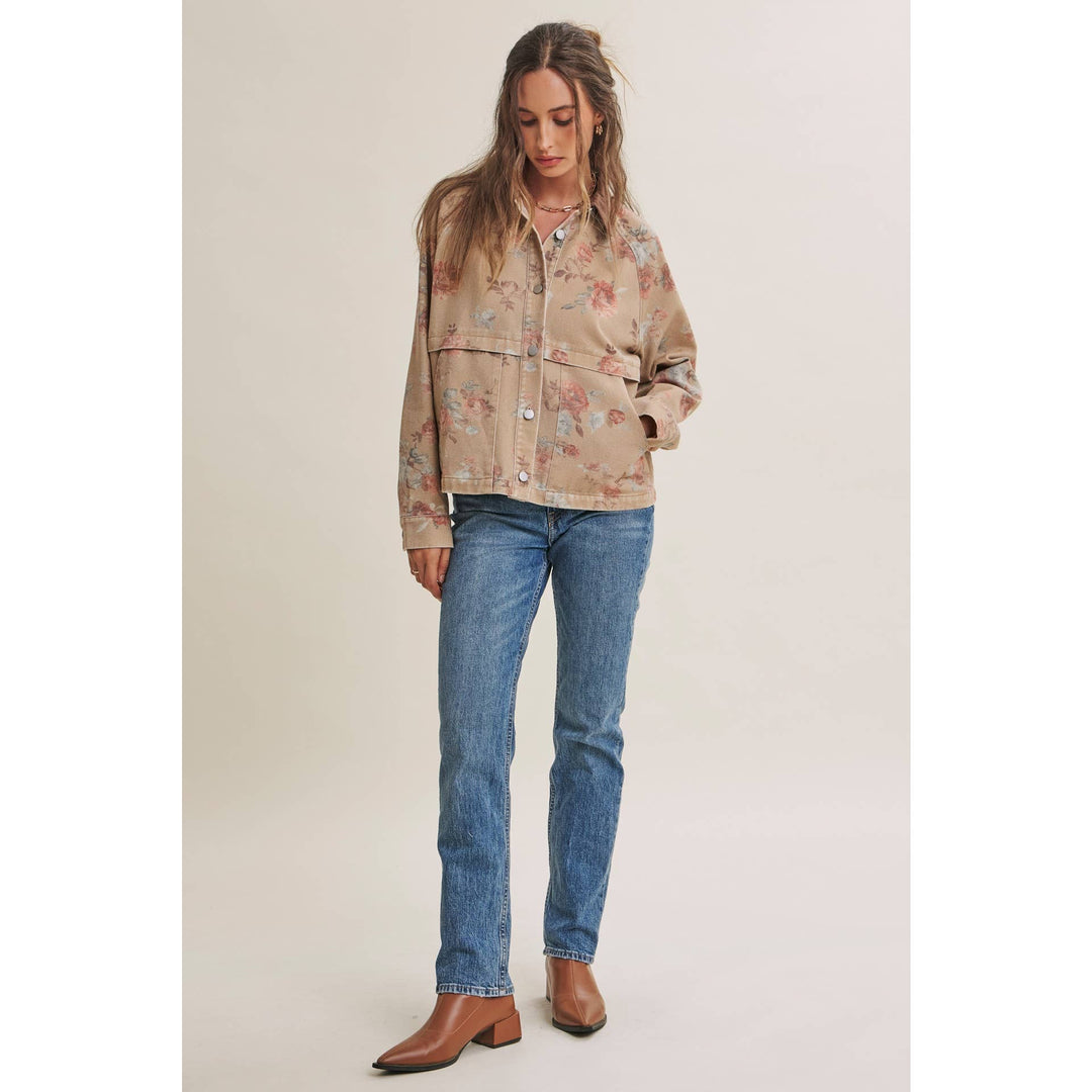 Wild Rose Vintage Floral Twill Jacket