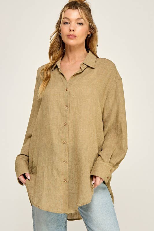 WASHED SUPER SOFT SEE THROUGH BUTTON DOWN SHIRTS