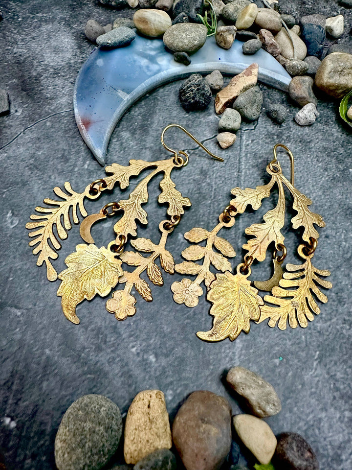 Harvest Moon Earrings- Handmade Beaten Solid Brass