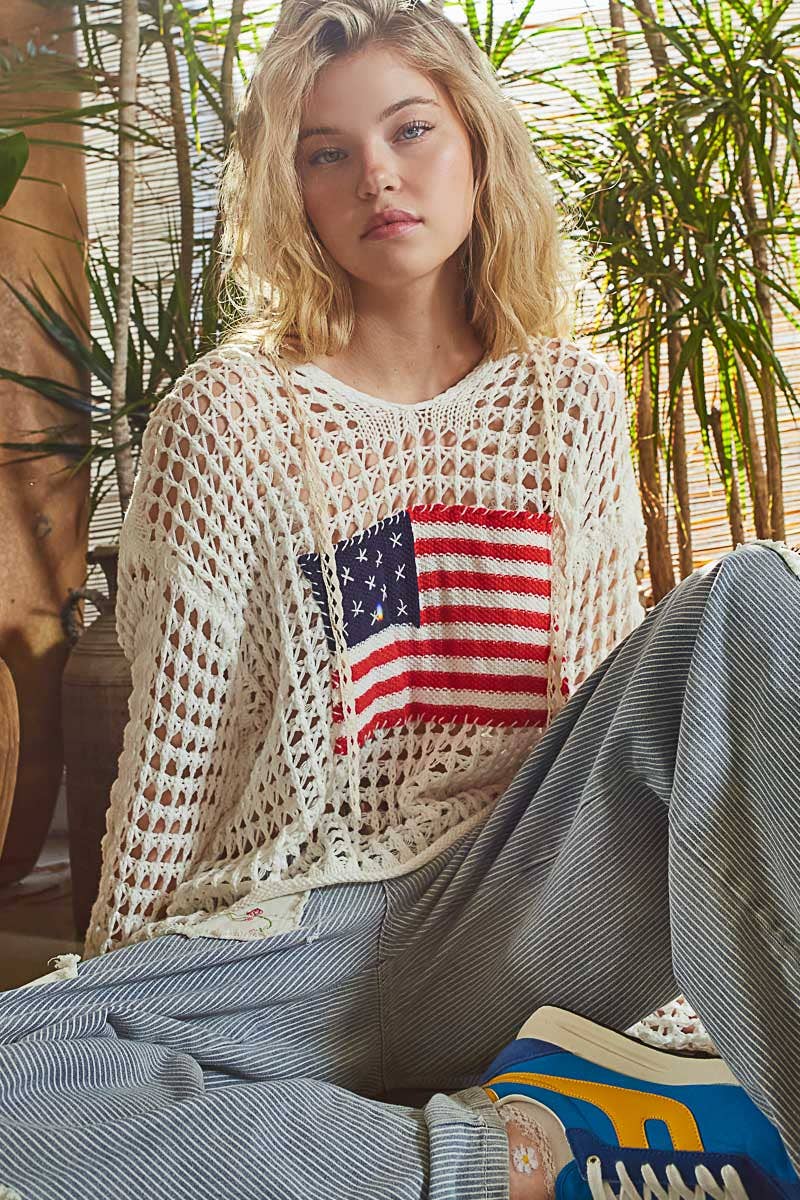 American Flag Hooded Sweater