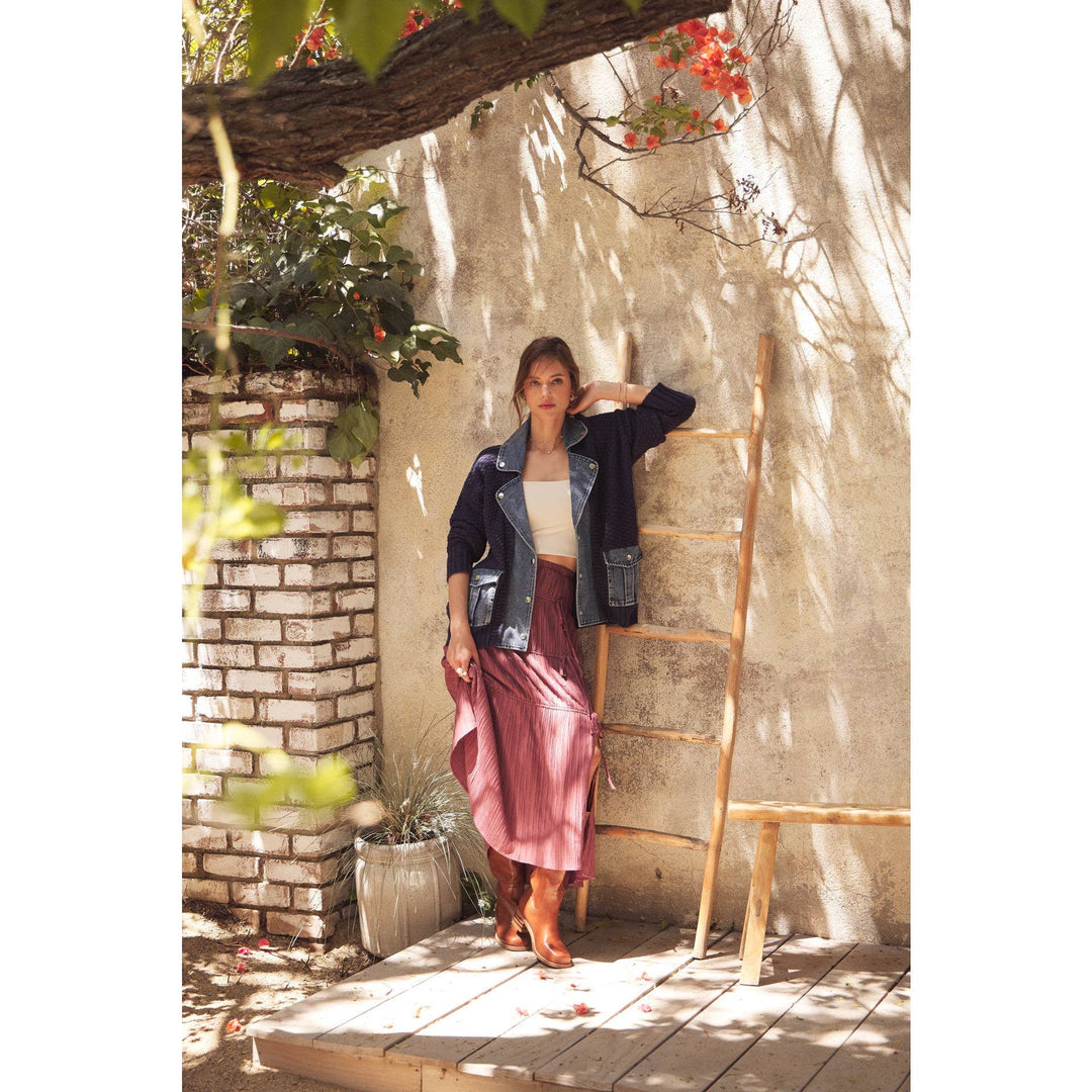 The Blake Mixed Media Denim Cardigan