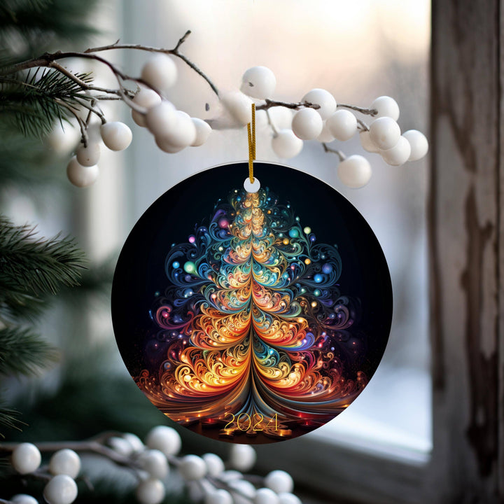 2024 Keepsake Christmas Ornament, Ceramic Disc, Abstract Art
