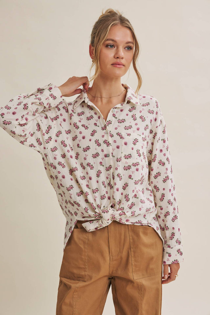 Floral Cotton Gauze Button-Up – Effortless Everyday Style