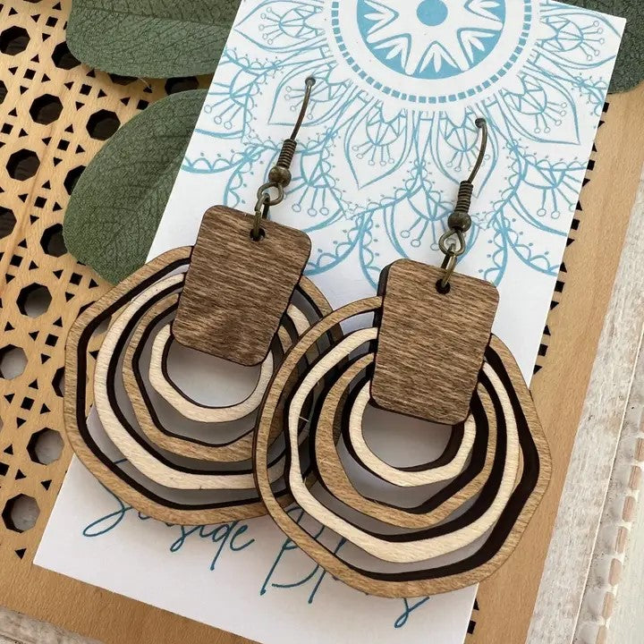 Wooden Earrings - Rings