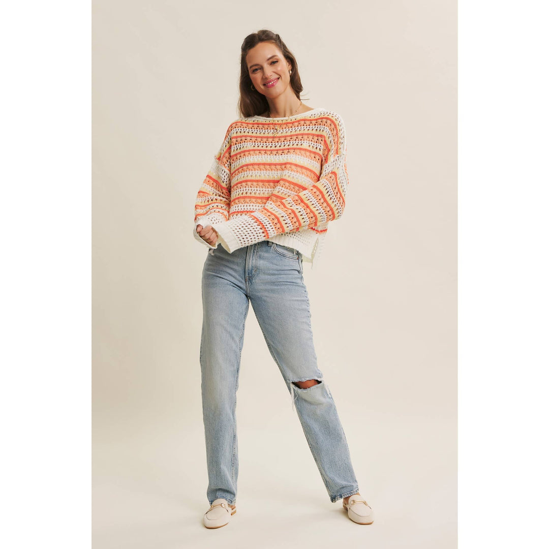 Bright Multi Stripe Crochet Top