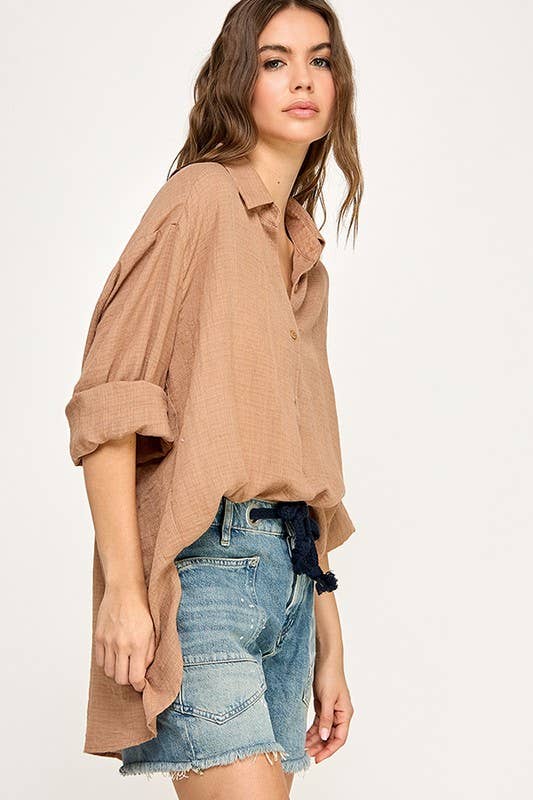 WASHED SUPER SOFT SEE THROUGH BUTTON DOWN SHIRTS